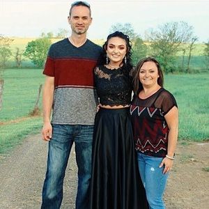 Black 2 Piece Lace Prom Dress